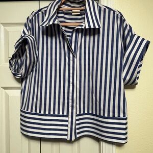 Zac & Rachel Blue and White Striped Women’s Button Down Shirt